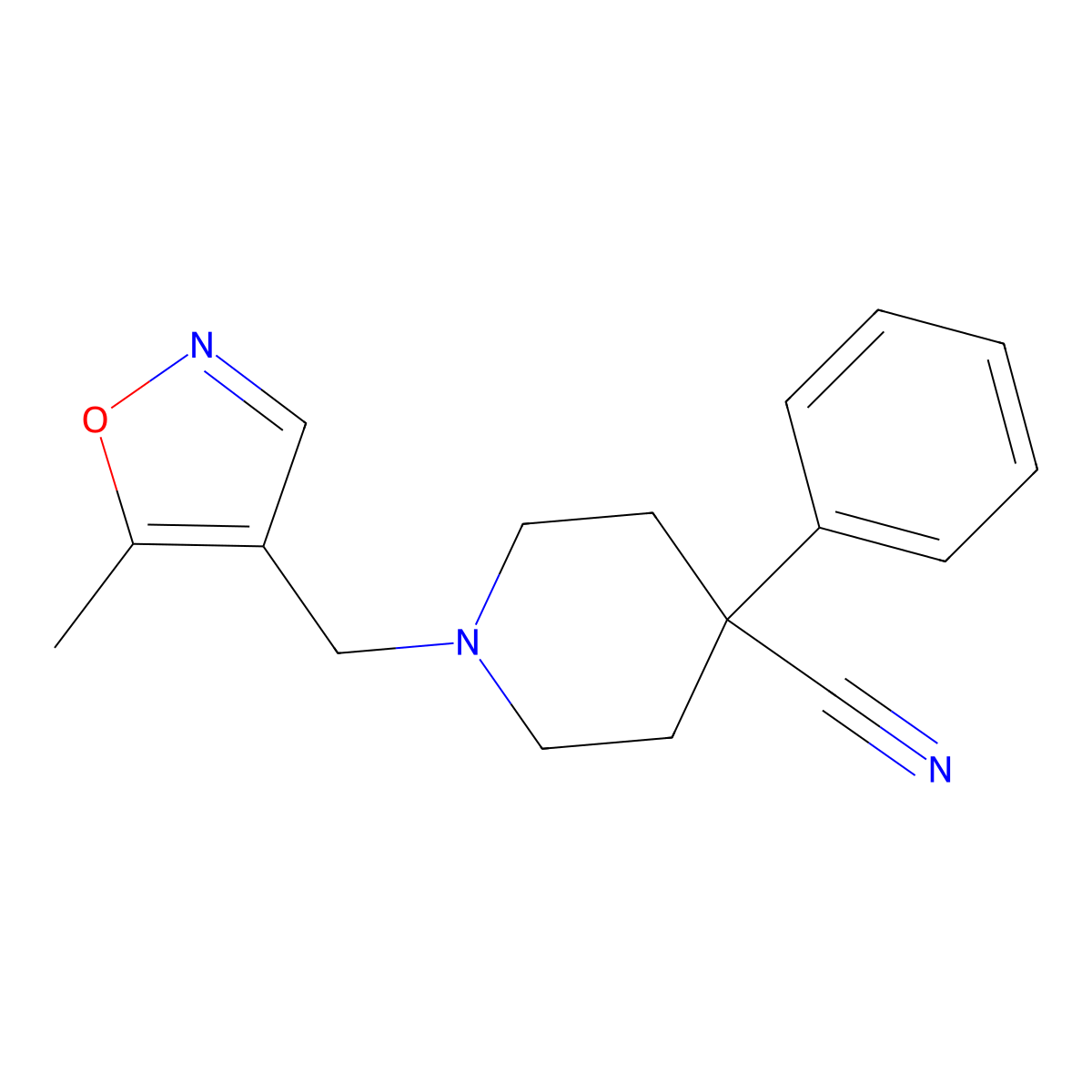 1-((5-Methylisoxazol-4-yl)methyl)-4-phenylpiperidine-4-carbonitrile molecular structure, CAS 2034544-45-9