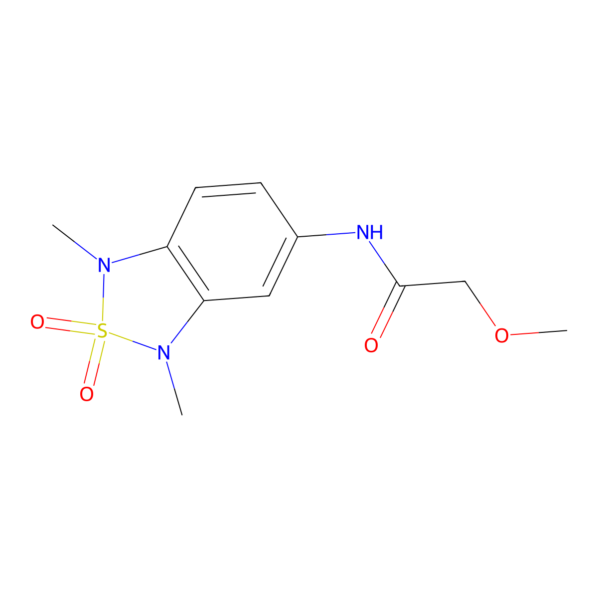 N-(1,3-dimethyl-2,2-dioxido-1,3-dihydrobenzo[c][1,2,5]thiadiazol-5-yl)-2-methoxyacetamide molecular structure, CAS 2034544-49-3