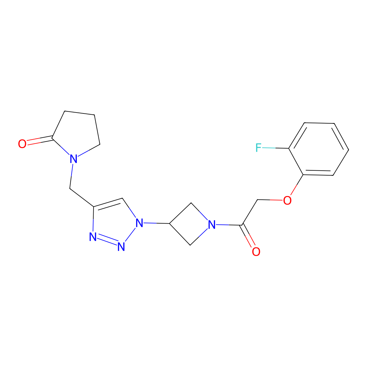 1-((1-(1-(2-(2-fluorophenoxy)acetyl)azetidin-3-yl)-1H-1,2,3-triazol-4-yl)methyl)pyrrolidin-2-one molecular structure, CAS 2034544-51-7