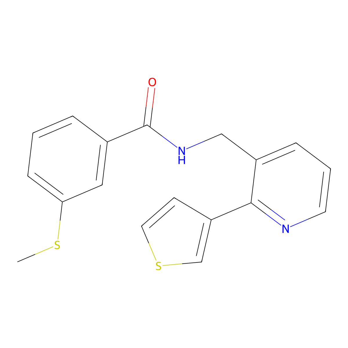 3-(methylthio)-N-((2-(thiophen-3-yl)pyridin-3-yl)methyl)benzamide molecular structure, CAS 2034544-53-9