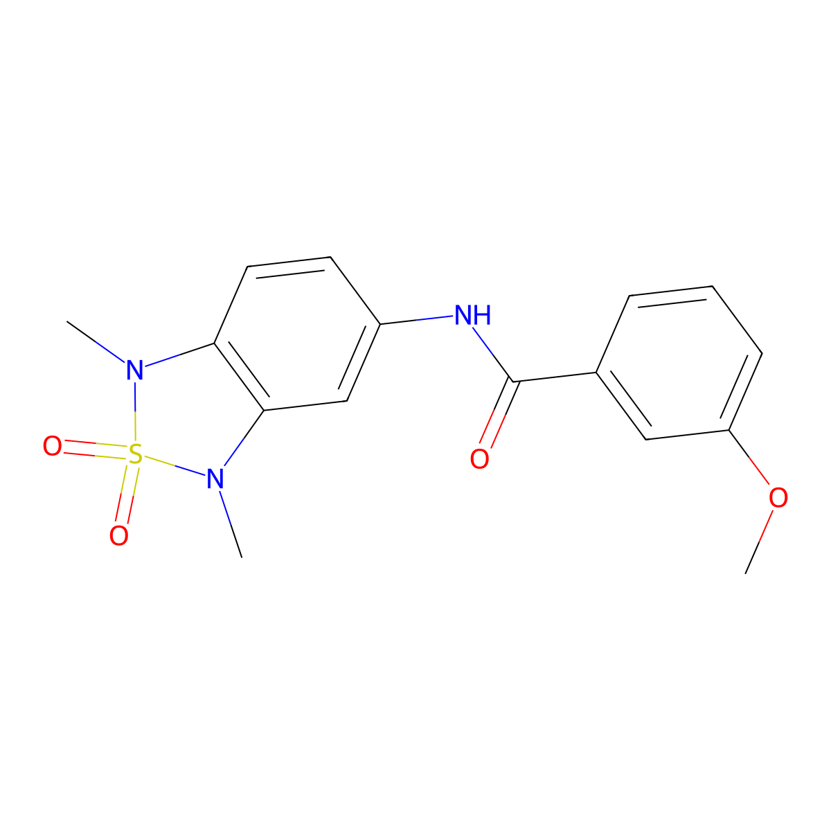 N-(1,3-dimethyl-2,2-dioxido-1,3-dihydrobenzo[c][1,2,5]thiadiazol-5-yl)-3-methoxybenzamide molecular structure, CAS 2034544-56-2