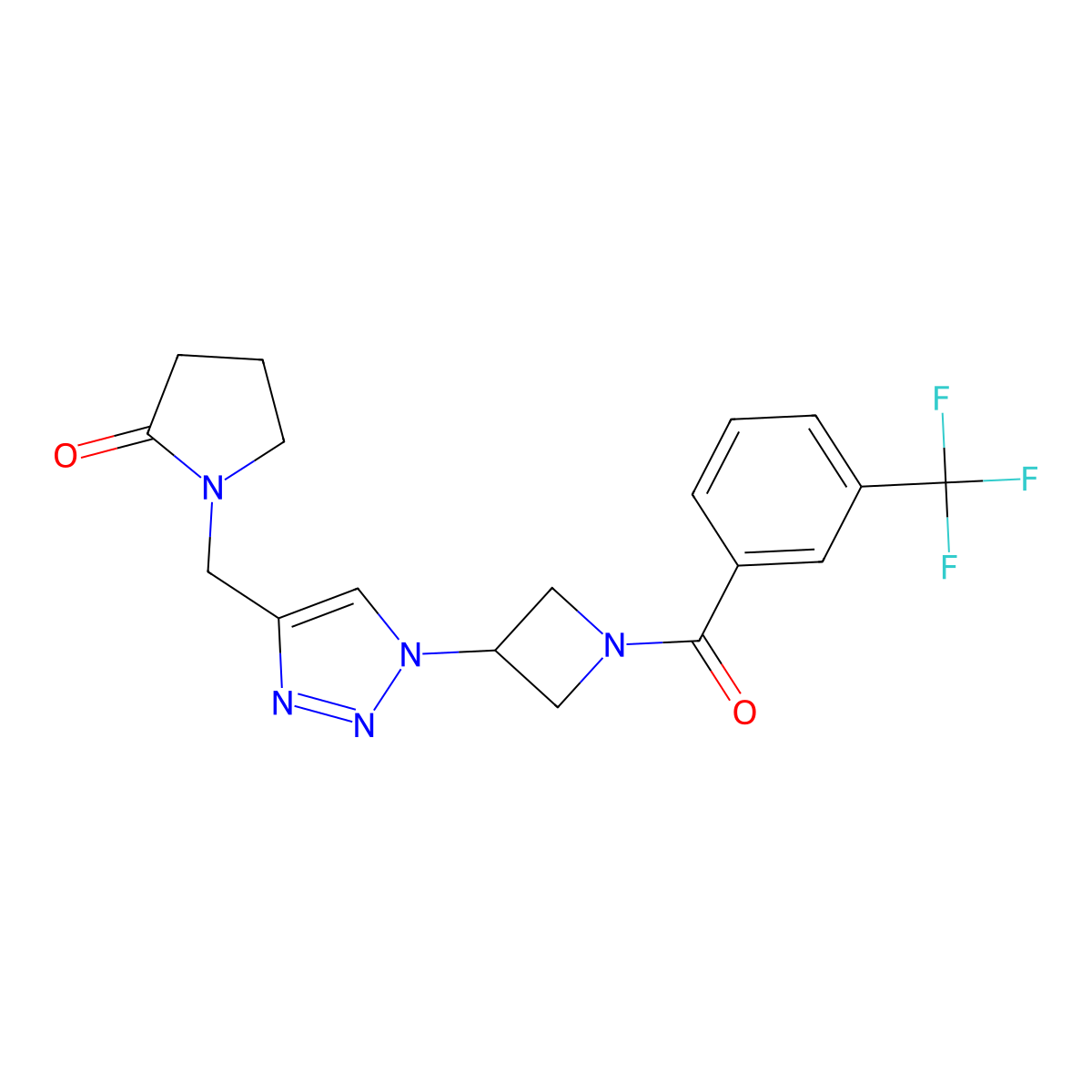 1-[(1-{1-[3-(trifluoromethyl)benzoyl]azetidin-3-yl}-1H-1,2,3-triazol-4-yl)methyl]pyrrolidin-2-one molecular structure, CAS 2034544-57-3