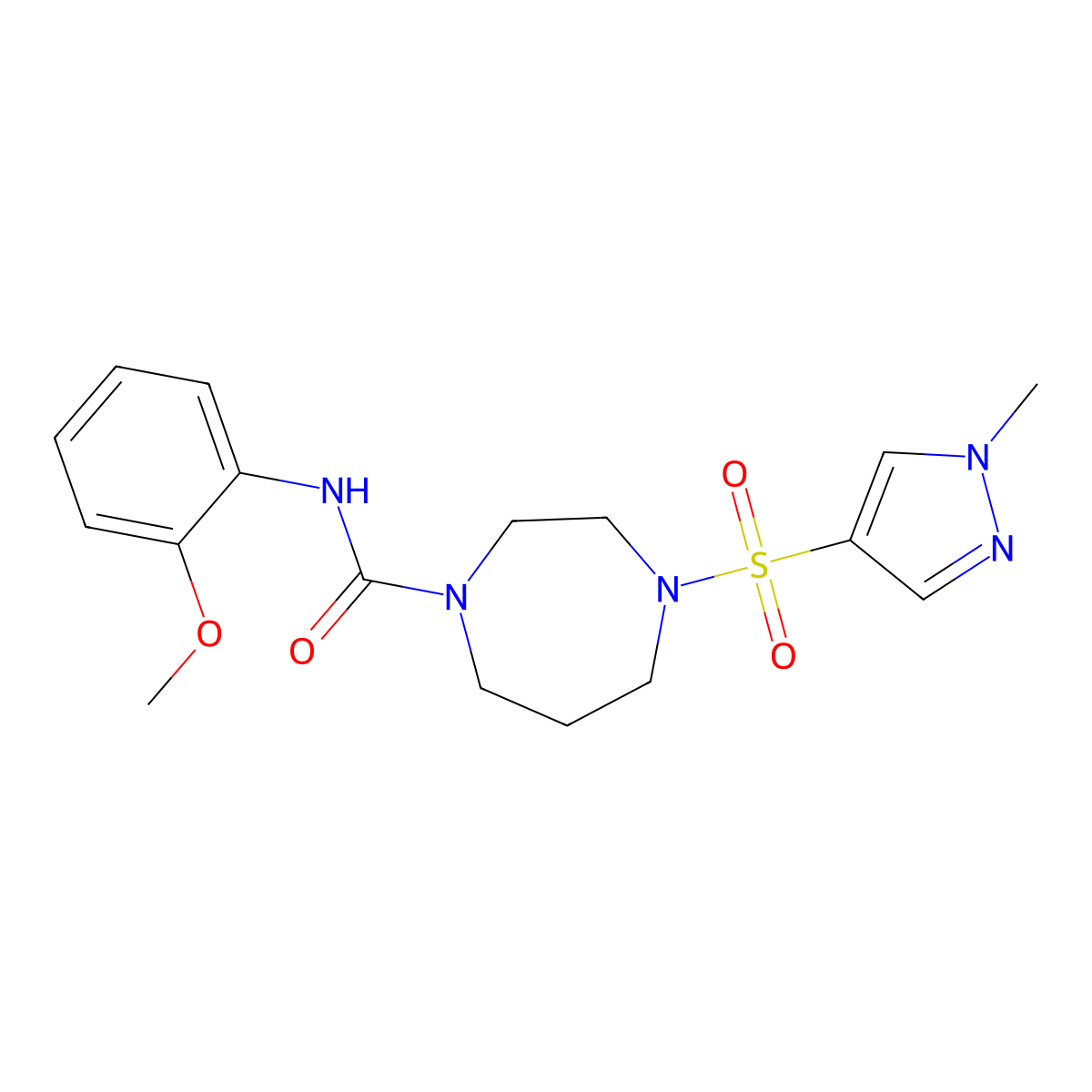 N-(2-methoxyphenyl)-4-[(1-methyl-1H-pyrazol-4-yl)sulfonyl]-1,4-diazepane-1-carboxamide molecular structure, CAS 2034544-59-5