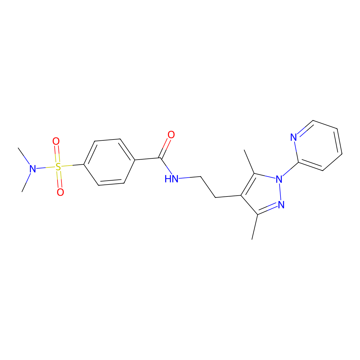 N-(2-(3,5-dimethyl-1-(pyridin-2-yl)-1H-pyrazol-4-yl)ethyl)-4-(N,N-dimethylsulfamoyl)benzamide molecular structure, CAS 2034544-61-9