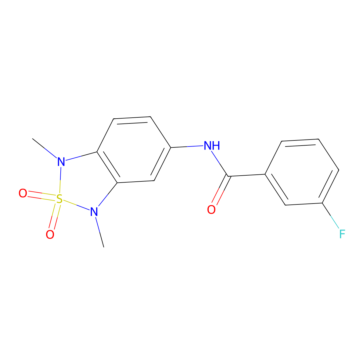 N-(1,3-dimethyl-2,2-dioxido-1,3-dihydrobenzo[c][1,2,5]thiadiazol-5-yl)-3-fluorobenzamide molecular structure, CAS 2034544-63-1