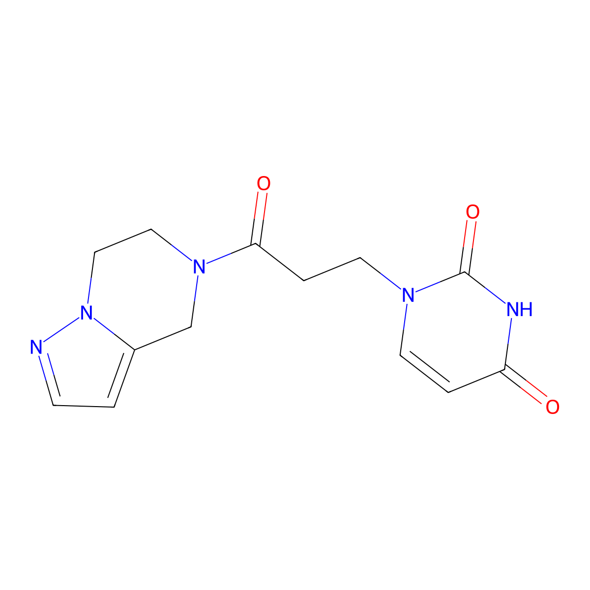 1-(3-(6,7-dihydropyrazolo[1,5-a]pyrazin-5(4H)-yl)-3-oxopropyl)pyrimidine-2,4(1H,3H)-dione molecular structure, CAS 2034544-64-2
