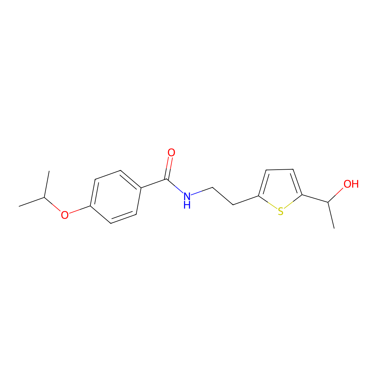 N-(2-(5-(1-hydroxyethyl)thiophen-2-yl)ethyl)-4-isopropoxybenzamide molecular structure, CAS 2034544-67-5
