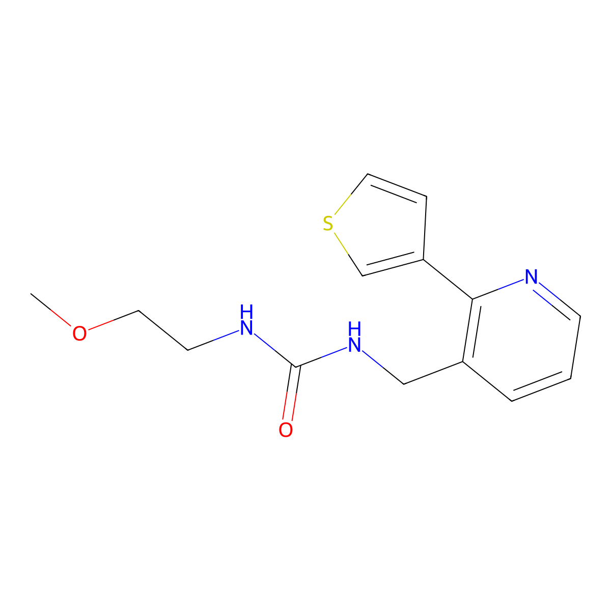 1-(2-Methoxyethyl)-3-((2-(thiophen-3-yl)pyridin-3-yl)methyl)urea molecular structure, CAS 2034544-70-0