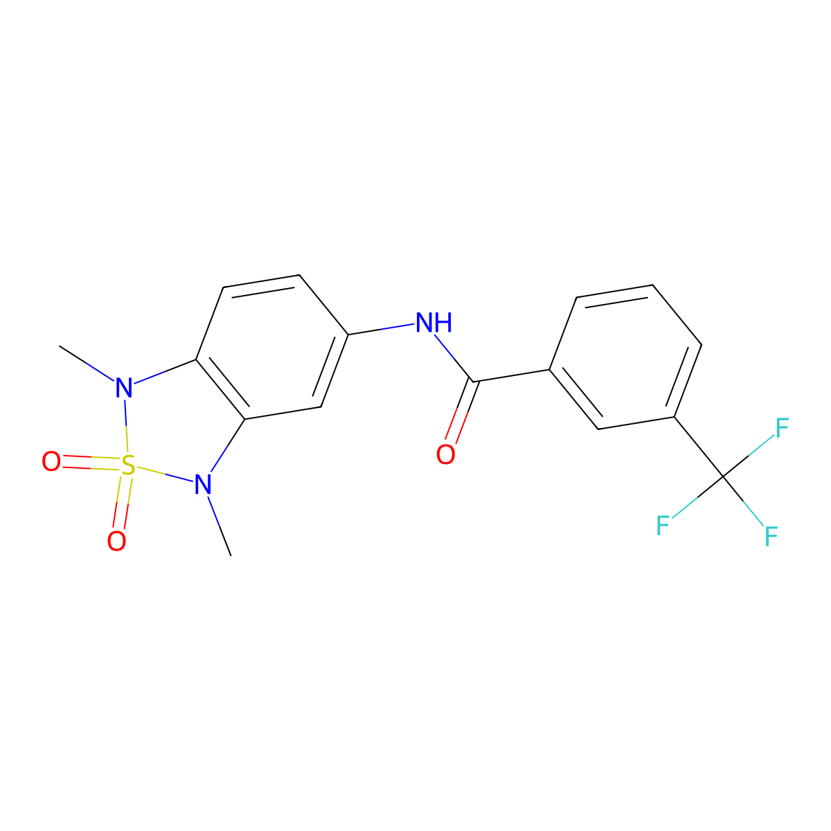 N-(1,3-dimethyl-2,2-dioxido-1,3-dihydrobenzo[c][1,2,5]thiadiazol-5-yl)-3-(trifluoromethyl)benzamide molecular structure, CAS 2034544-74-4