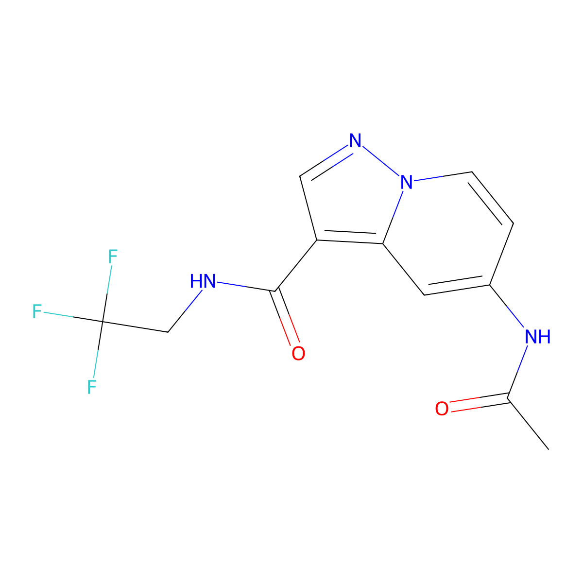 5-acetamido-N-(2,2,2-trifluoroethyl)pyrazolo[1,5-a]pyridine-3-carboxamide molecular structure, CAS 2034544-85-7