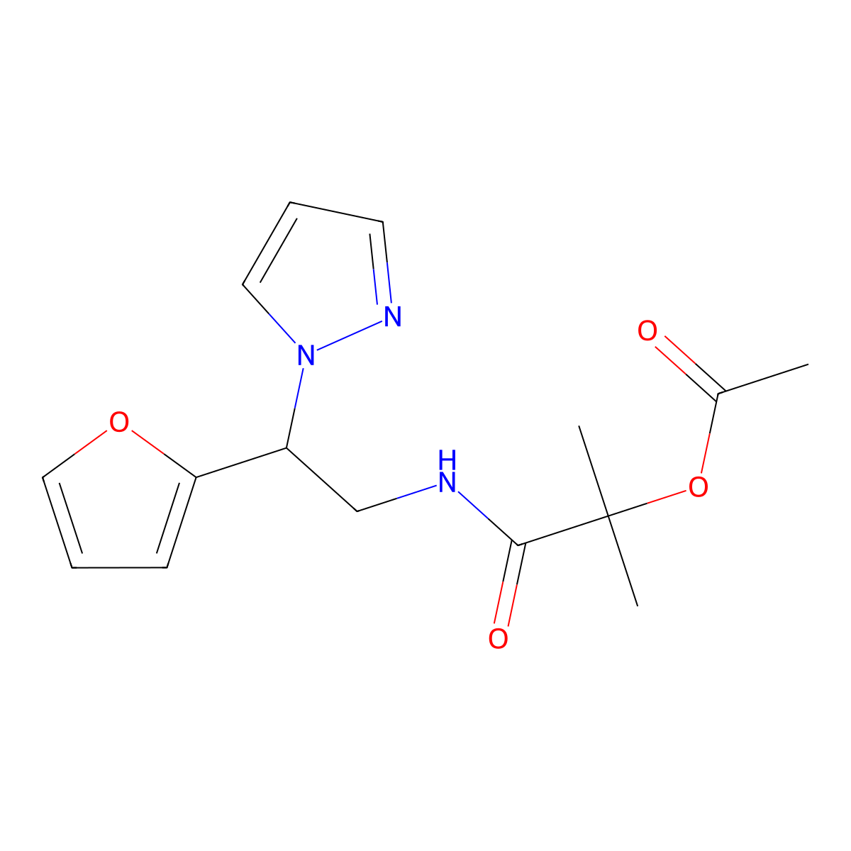 1-{[2-(furan-2-yl)-2-(1H-pyrazol-1-yl)ethyl]carbamoyl}-1-methylethyl acetate molecular structure, CAS 2034544-88-0