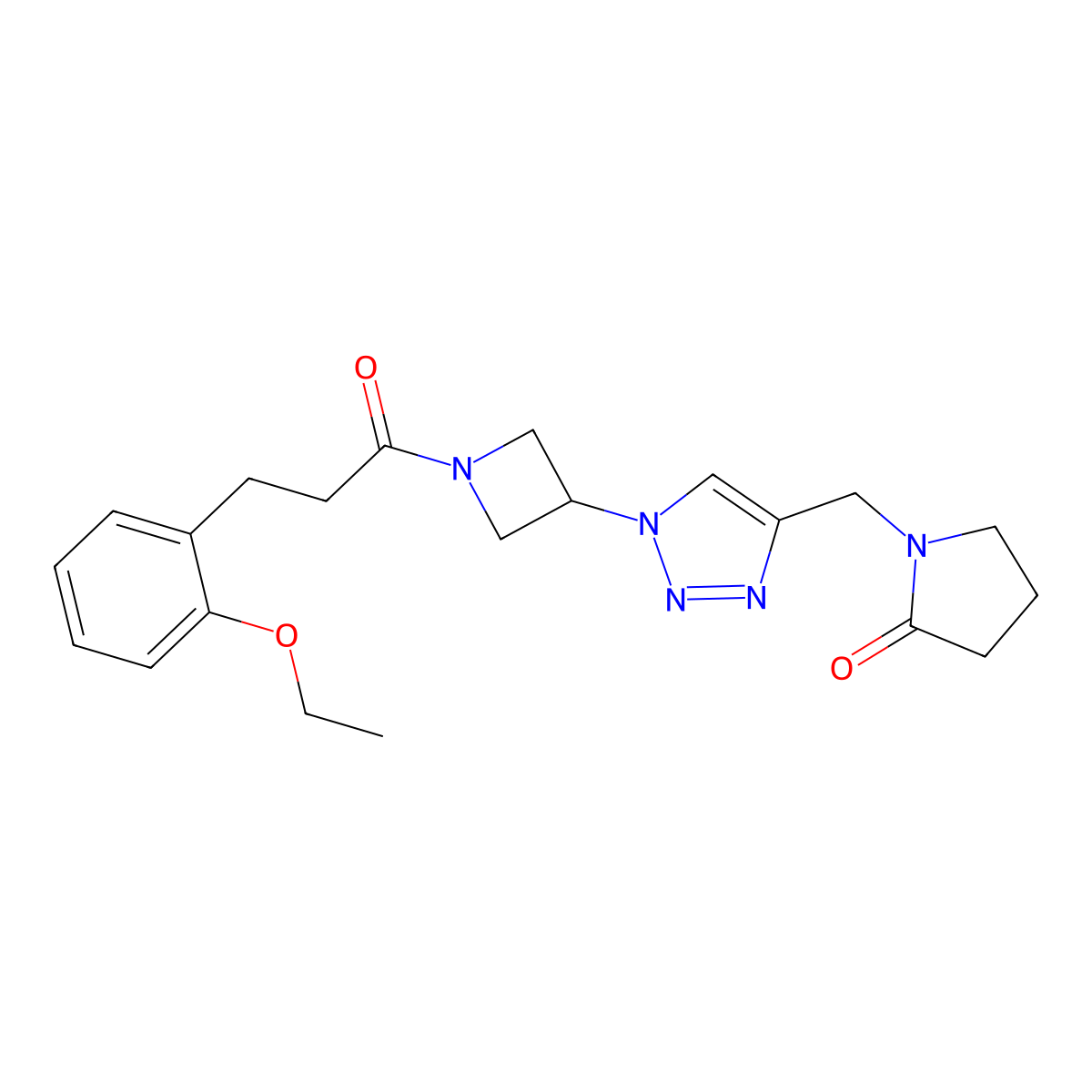 1-[(1-{1-[3-(2-ethoxyphenyl)propanoyl]azetidin-3-yl}-1H-1,2,3-triazol-4-yl)methyl]pyrrolidin-2-one molecular structure, CAS 2034544-89-1
