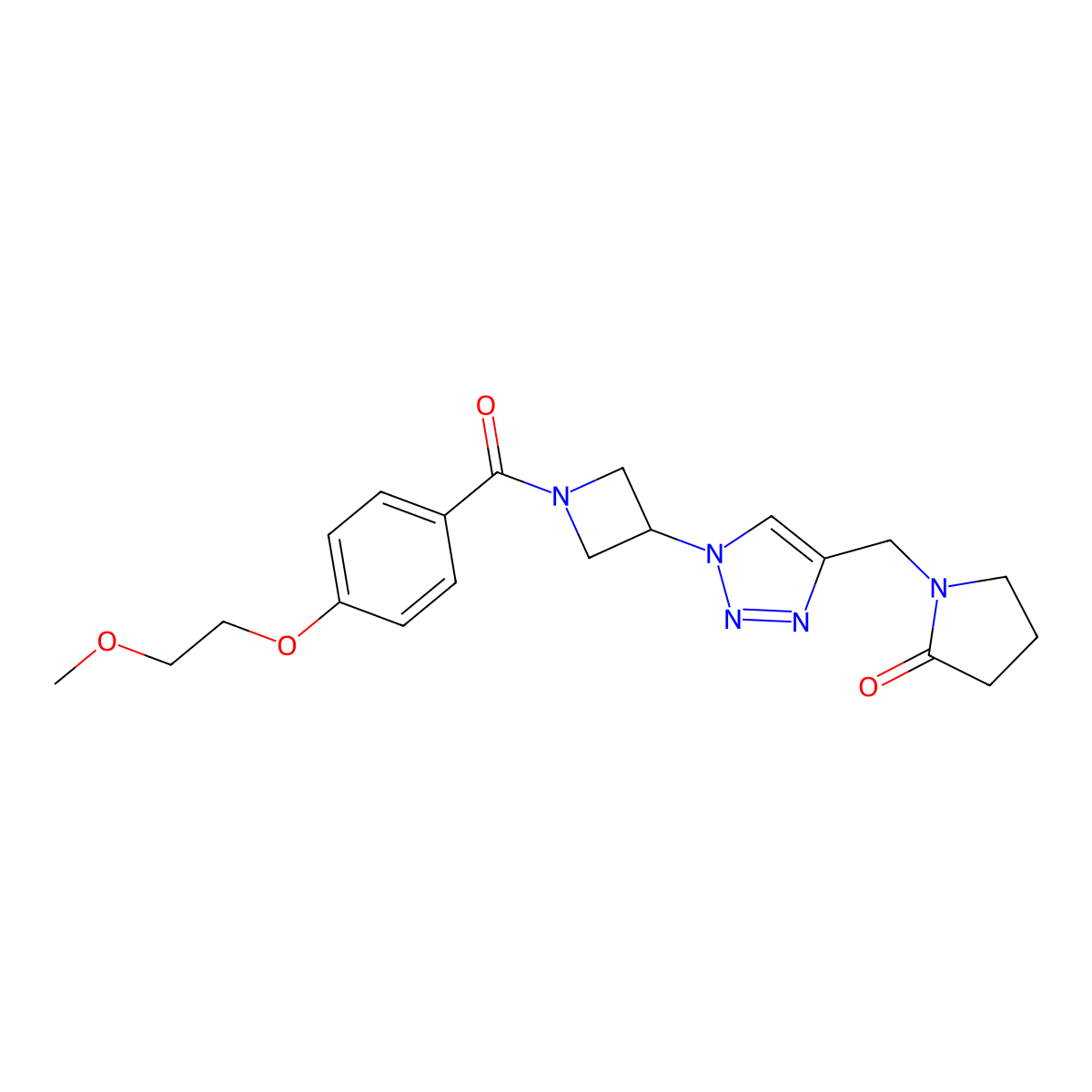 1-[(1-{1-[4-(2-methoxyethoxy)benzoyl]azetidin-3-yl}-1H-1,2,3-triazol-4-yl)methyl]pyrrolidin-2-one molecular structure, CAS 2034544-97-1
