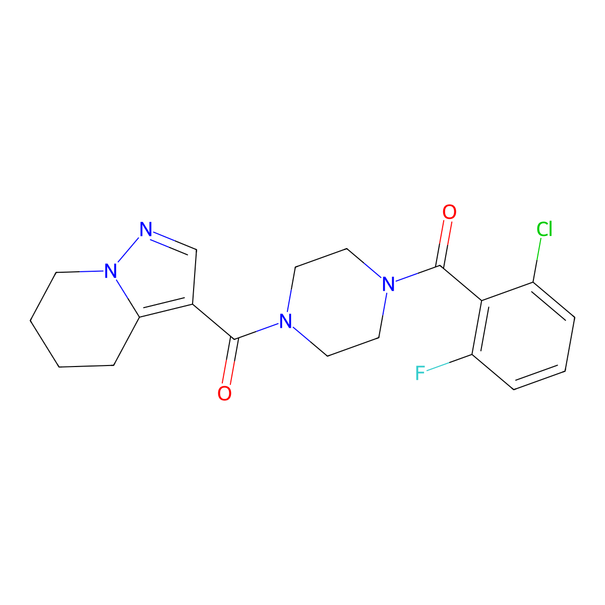 (4-(2-Chloro-6-fluorobenzoyl)piperazin-1-yl)(4,5,6,7-tetrahydropyrazolo[1,5-a]pyridin-3-yl)methanone molecular structure, CAS 2034545-02-1
