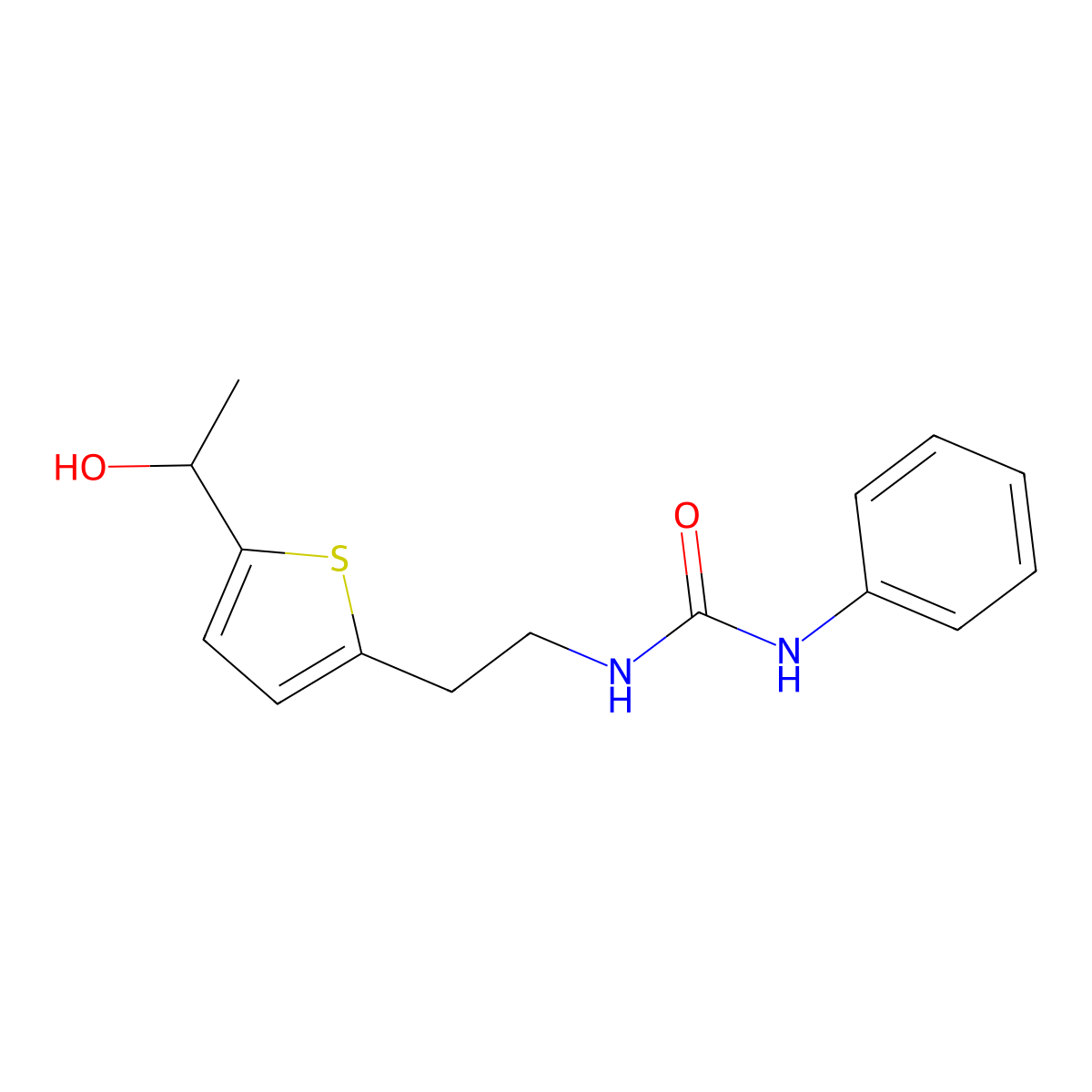 1-(2-(5-(1-Hydroxyethyl)thiophen-2-yl)ethyl)-3-phenylurea molecular structure, CAS 2034545-04-3