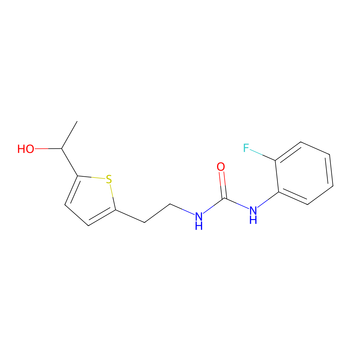 1-(2-Fluorophenyl)-3-(2-(5-(1-hydroxyethyl)thiophen-2-yl)ethyl)urea molecular structure, CAS 2034545-06-5