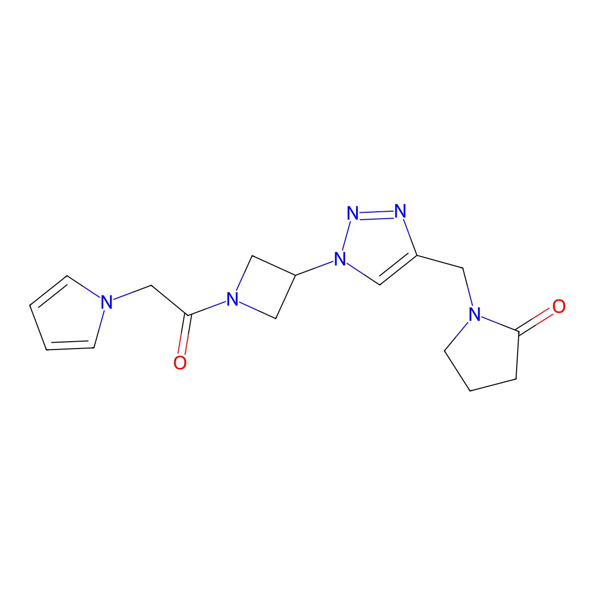 1-[(1-{1-[2-(1H-pyrrol-1-yl)acetyl]azetidin-3-yl}-1H-1,2,3-triazol-4-yl)methyl]pyrrolidin-2-one molecular structure, CAS 2034545-10-1