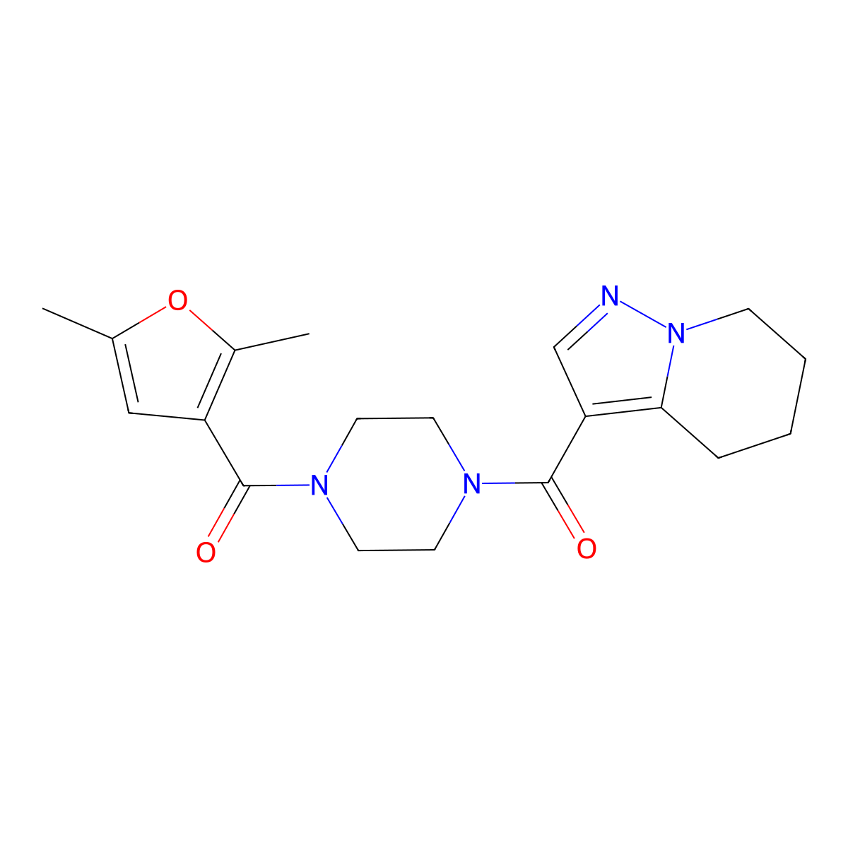 (4-(2,5-Dimethylfuran-3-carbonyl)piperazin-1-yl)(4,5,6,7-tetrahydropyrazolo[1,5-a]pyridin-3-yl)methanone molecular structure, CAS 2034545-17-8