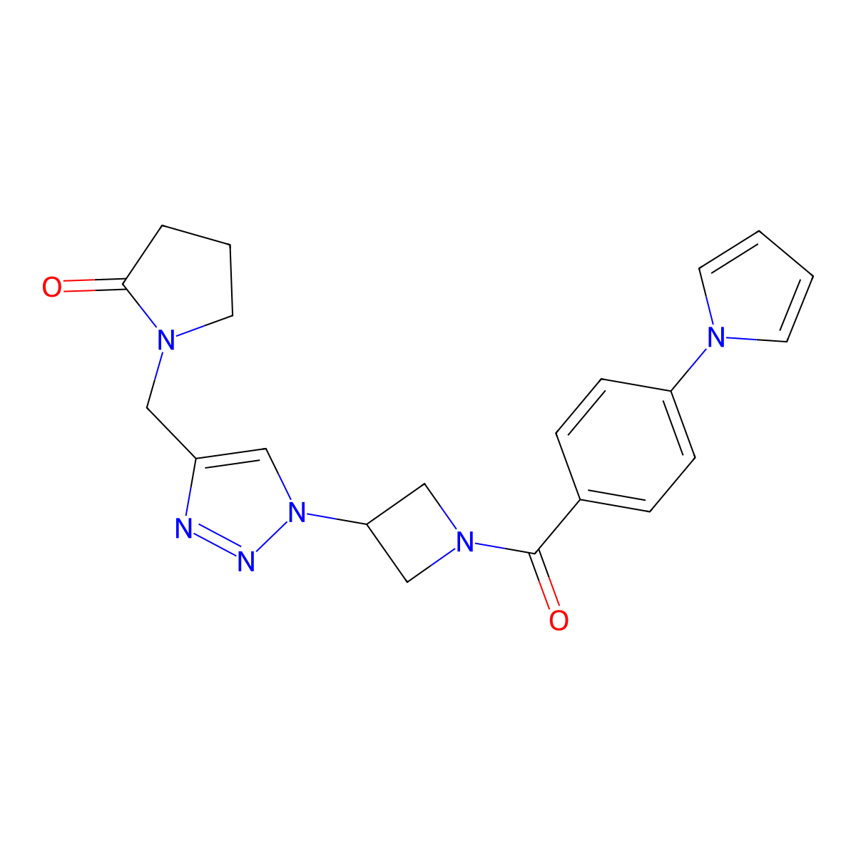 1-((1-(1-(4-(1H-pyrrol-1-yl)benzoyl)azetidin-3-yl)-1H-1,2,3-triazol-4-yl)methyl)pyrrolidin-2-one molecular structure, CAS 2034545-19-0