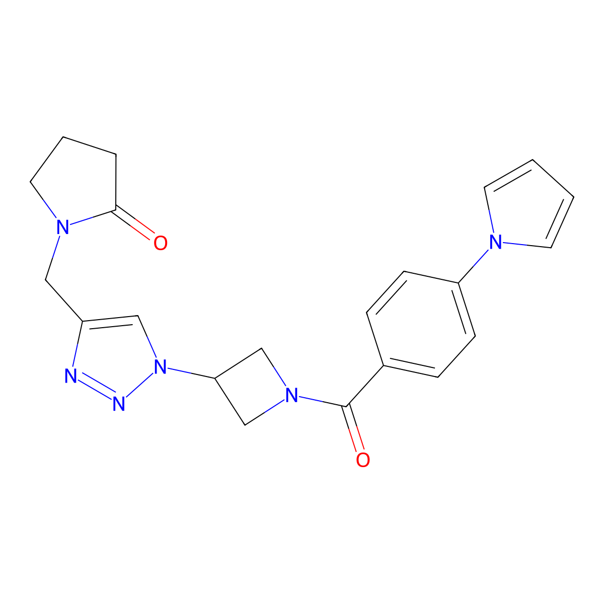 1-((1-(1-(4-(1H-pyrrol-1-yl)benzoyl)azetidin-3-yl)-1H-1,2,3-triazol-4-yl)methyl)pyrrolidin-2-one molecular structure, CAS 2034545-19-0