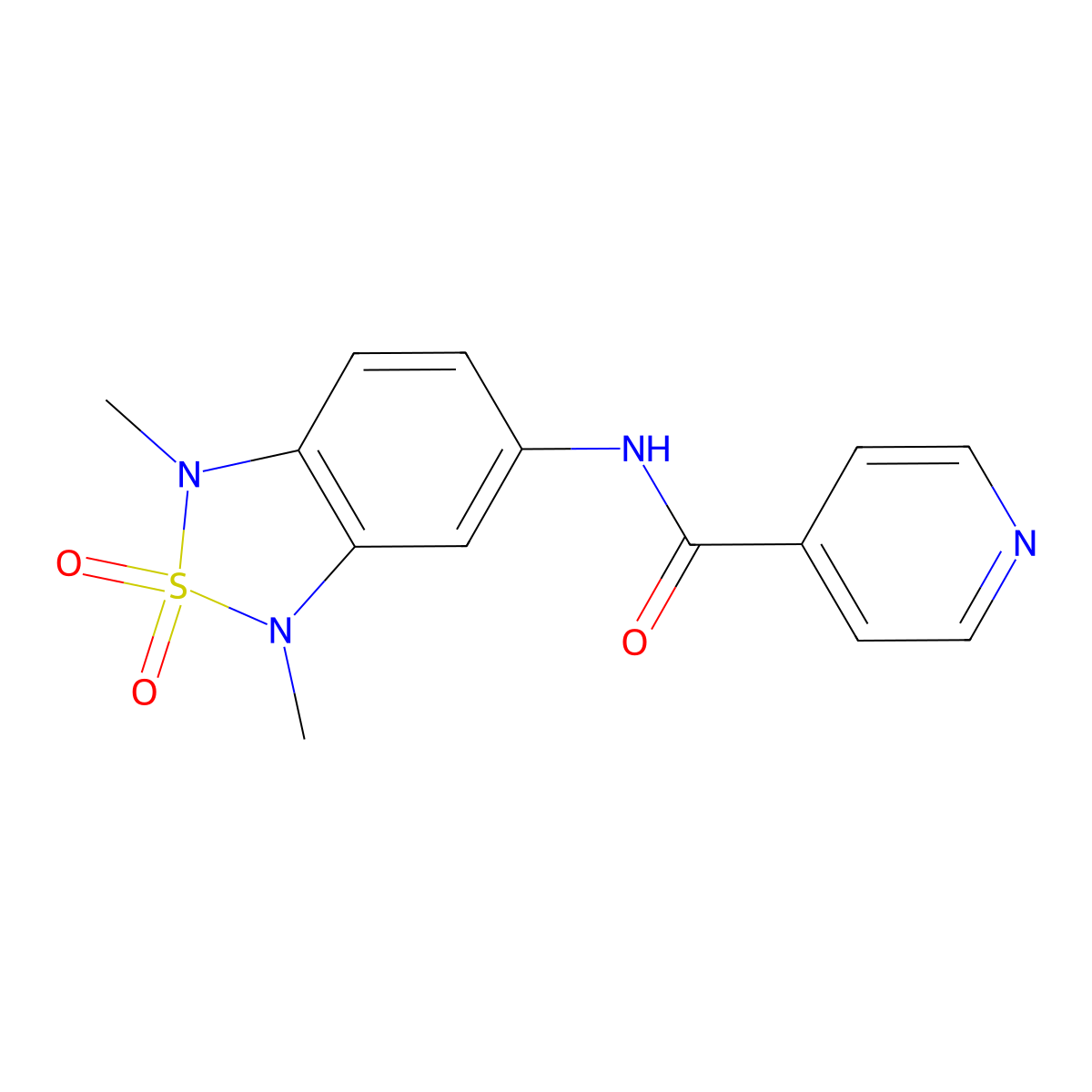N-(1,3-dimethyl-2,2-dioxido-1,3-dihydrobenzo[c][1,2,5]thiadiazol-5-yl)isonicotinamide molecular structure, CAS 2034545-27-0