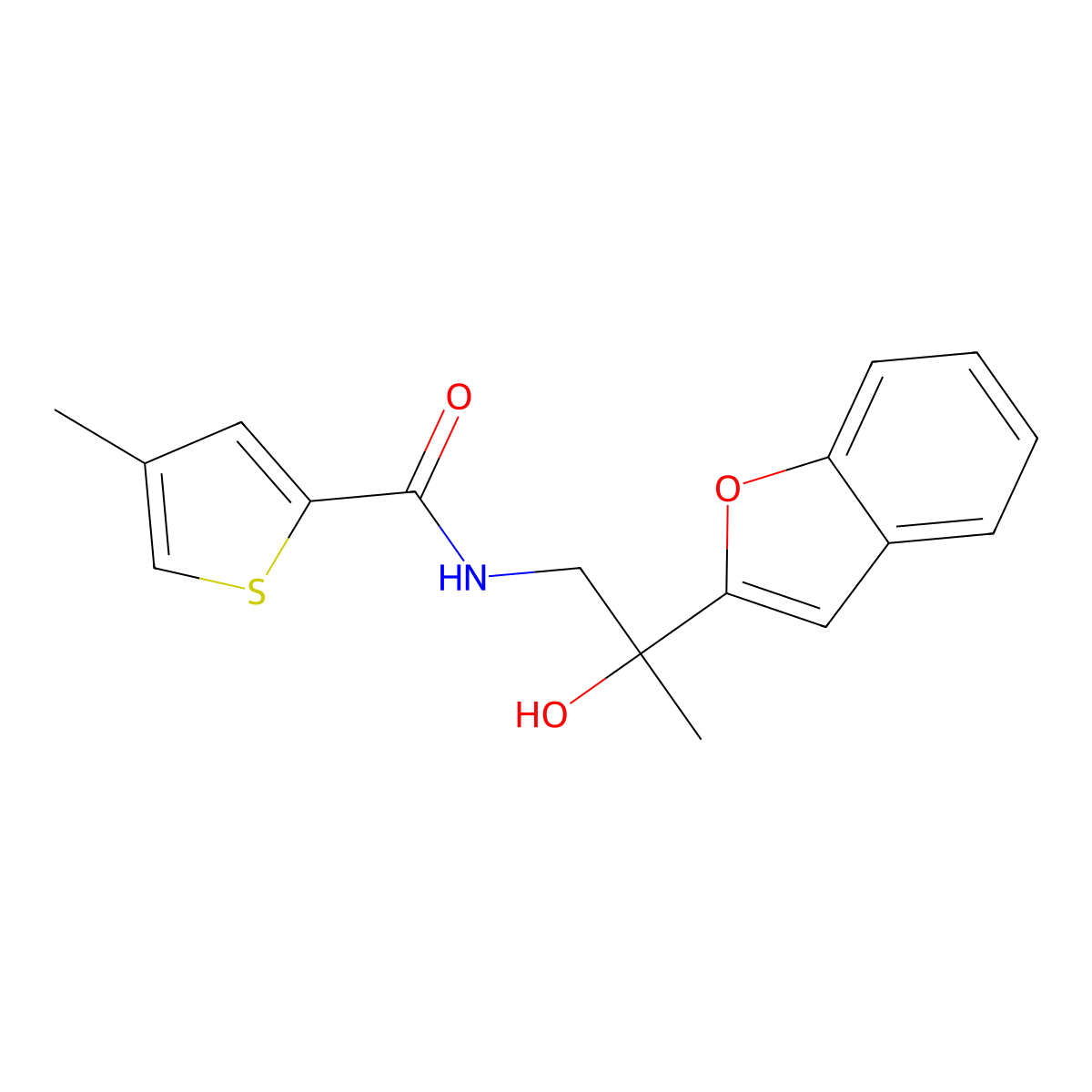 N-(2-(benzofuran-2-yl)-2-hydroxypropyl)-4-methylthiophene-2-carboxamide molecular structure, CAS 2034545-28-1