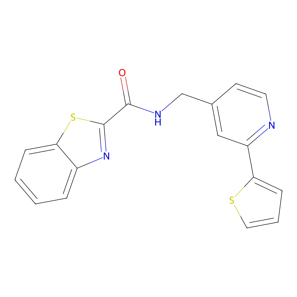 N-((2-(thiophen-2-yl)pyridin-4-yl)methyl)benzo[d]thiazole-2-carboxamide molecular structure, CAS 2034545-29-2