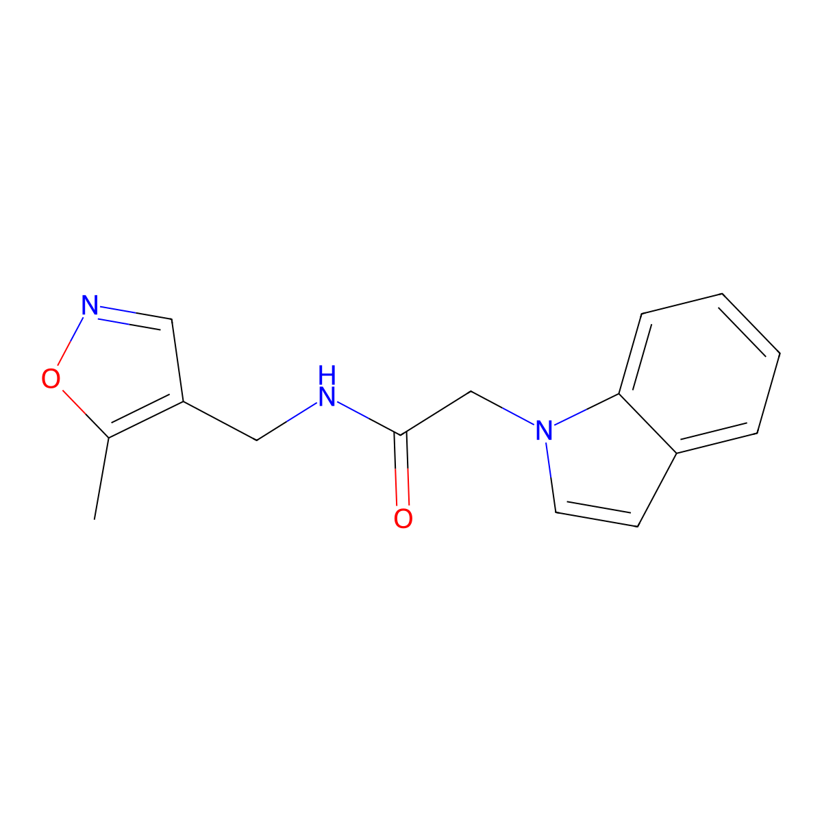 2-(1H-indol-1-yl)-N-((5-methylisoxazol-4-yl)methyl)acetamide molecular structure, CAS 2034545-32-7