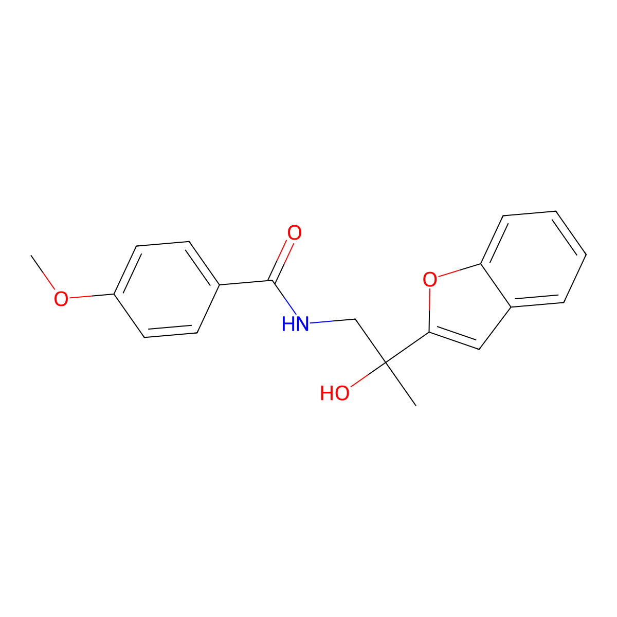 N-(2-(benzofuran-2-yl)-2-hydroxypropyl)-4-methoxybenzamide molecular structure, CAS 2034545-33-8