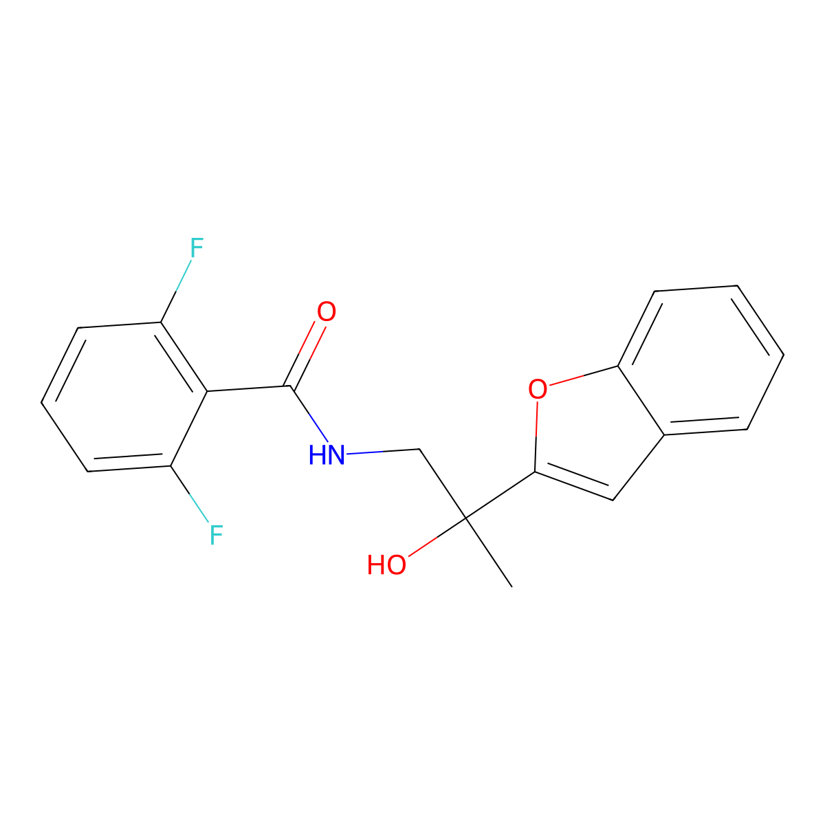 N-(2-(benzofuran-2-yl)-2-hydroxypropyl)-2,6-difluorobenzamide molecular structure, CAS 2034545-37-2