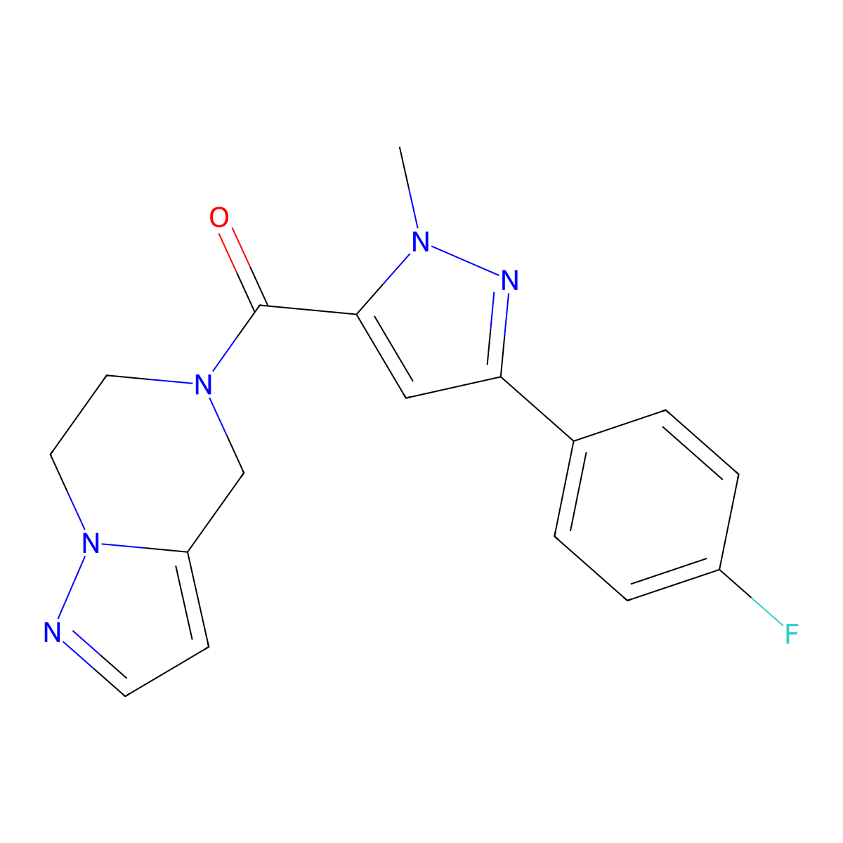 (6,7-dihydropyrazolo[1,5-a]pyrazin-5(4H)-yl)(3-(4-fluorophenyl)-1-methyl-1H-pyrazol-5-yl)methanone molecular structure, CAS 2034545-47-4