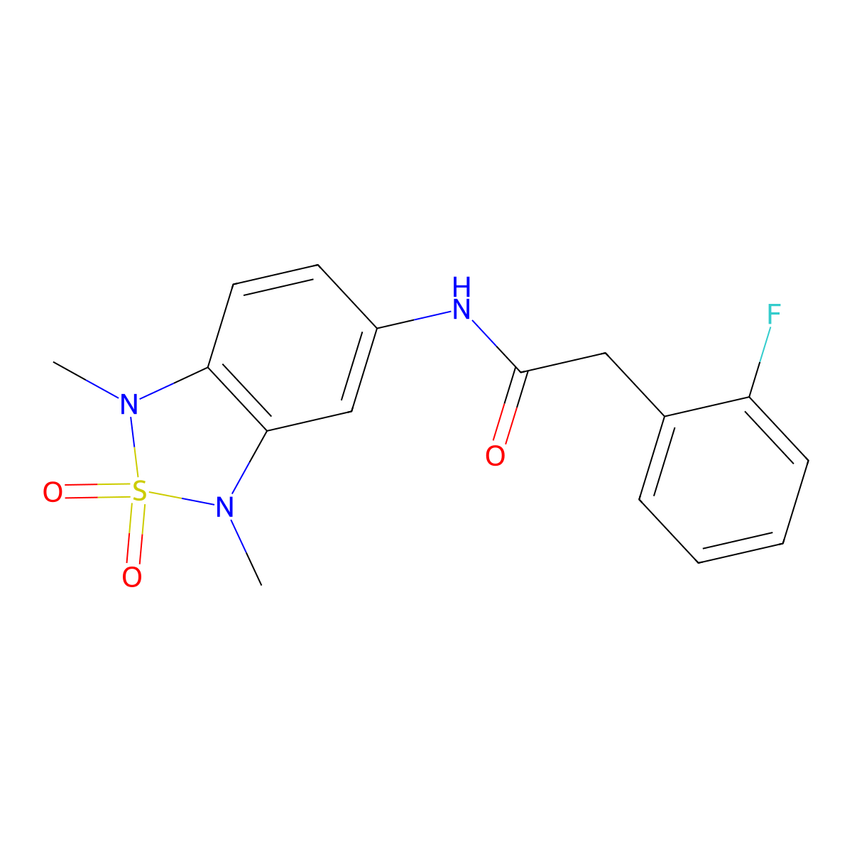 N-(1,3-dimethyl-2,2-dioxido-1,3-dihydrobenzo[c][1,2,5]thiadiazol-5-yl)-2-(2-fluorophenyl)acetamide molecular structure, CAS 2034545-49-6