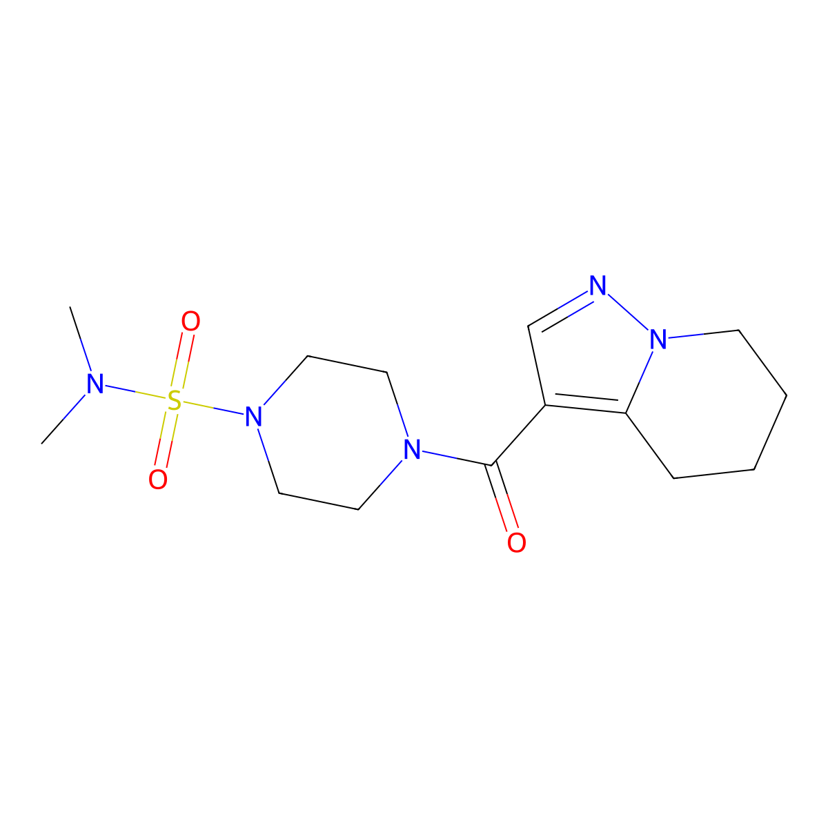 N,N-dimethyl-4-(4,5,6,7-tetrahydropyrazolo[1,5-a]pyridine-3-carbonyl)piperazine-1-sulfonamide molecular structure, CAS 2034545-50-9