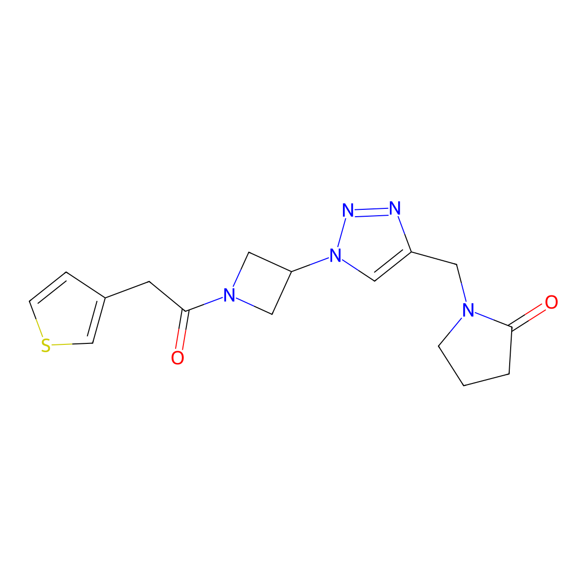 1-[(1-{1-[2-(thiophen-3-yl)acetyl]azetidin-3-yl}-1H-1,2,3-triazol-4-yl)methyl]pyrrolidin-2-one molecular structure, CAS 2034545-51-0