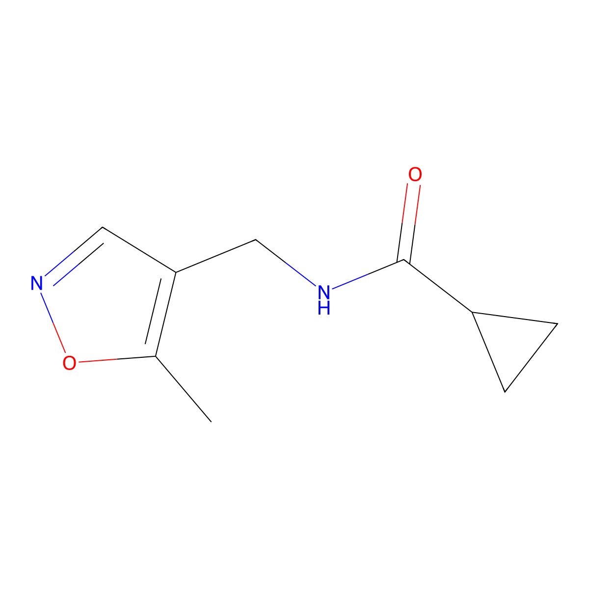 N-((5-methylisoxazol-4-yl)methyl)cyclopropanecarboxamide molecular structure, CAS 2034545-52-1