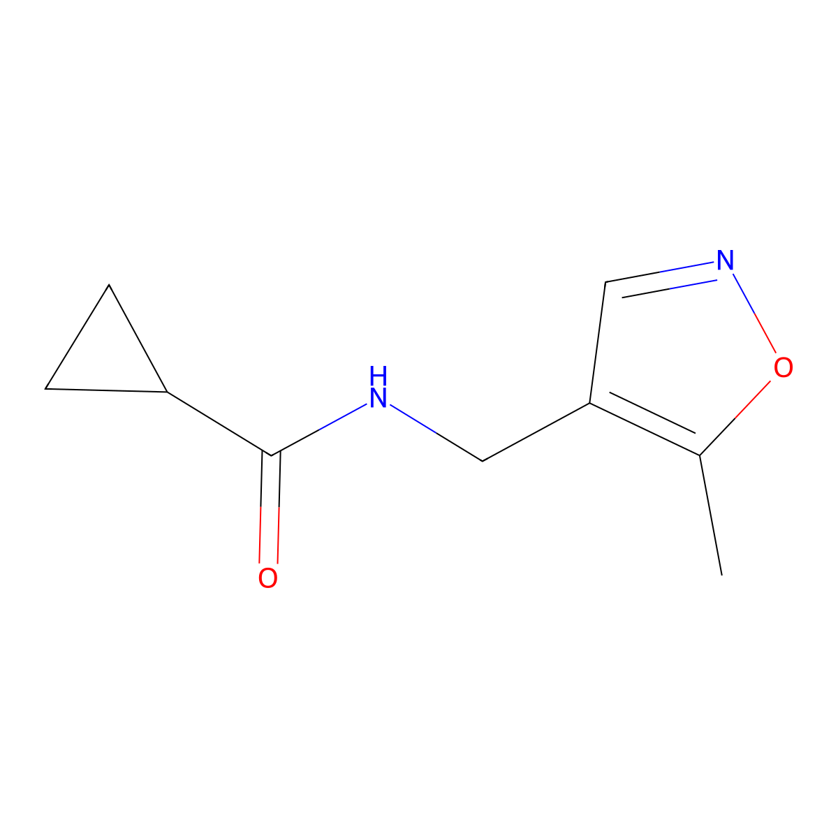 N-((5-methylisoxazol-4-yl)methyl)cyclopropanecarboxamide molecular structure, CAS 2034545-52-1