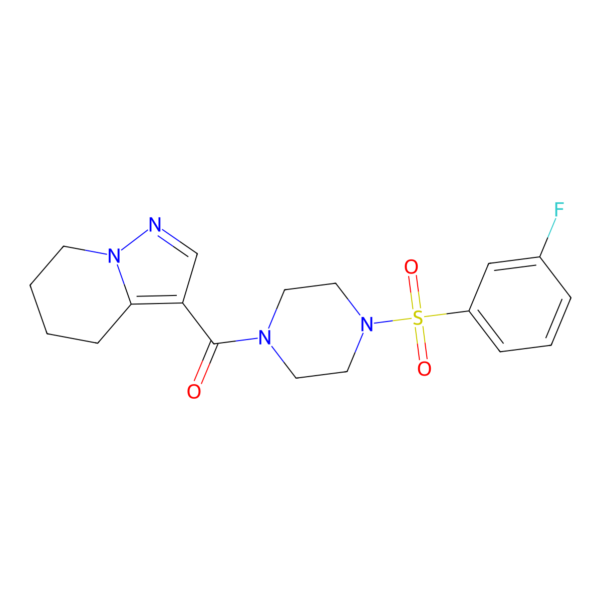 (4-((3-Fluorophenyl)sulfonyl)piperazin-1-yl)(4,5,6,7-tetrahydropyrazolo[1,5-a]pyridin-3-yl)methanone molecular structure, CAS 2034545-60-1