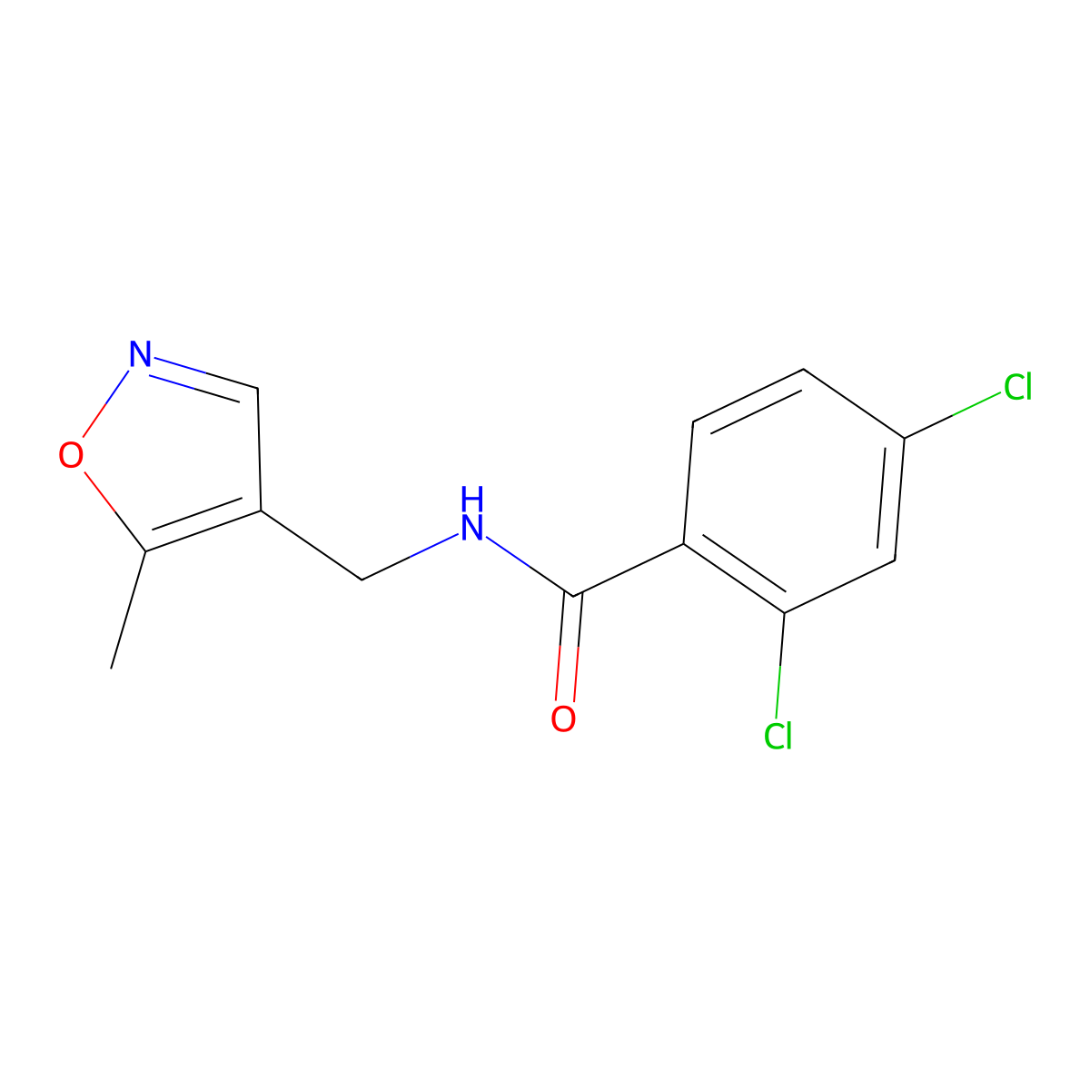 2,4-dichloro-N-((5-methylisoxazol-4-yl)methyl)benzamide molecular structure, CAS 2034545-65-6