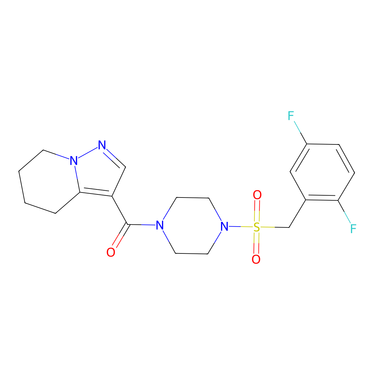 (4-((2,5-Difluorobenzyl)sulfonyl)piperazin-1-yl)(4,5,6,7-tetrahydropyrazolo[1,5-a]pyridin-3-yl)methanone molecular structure, CAS 2034545-69-0