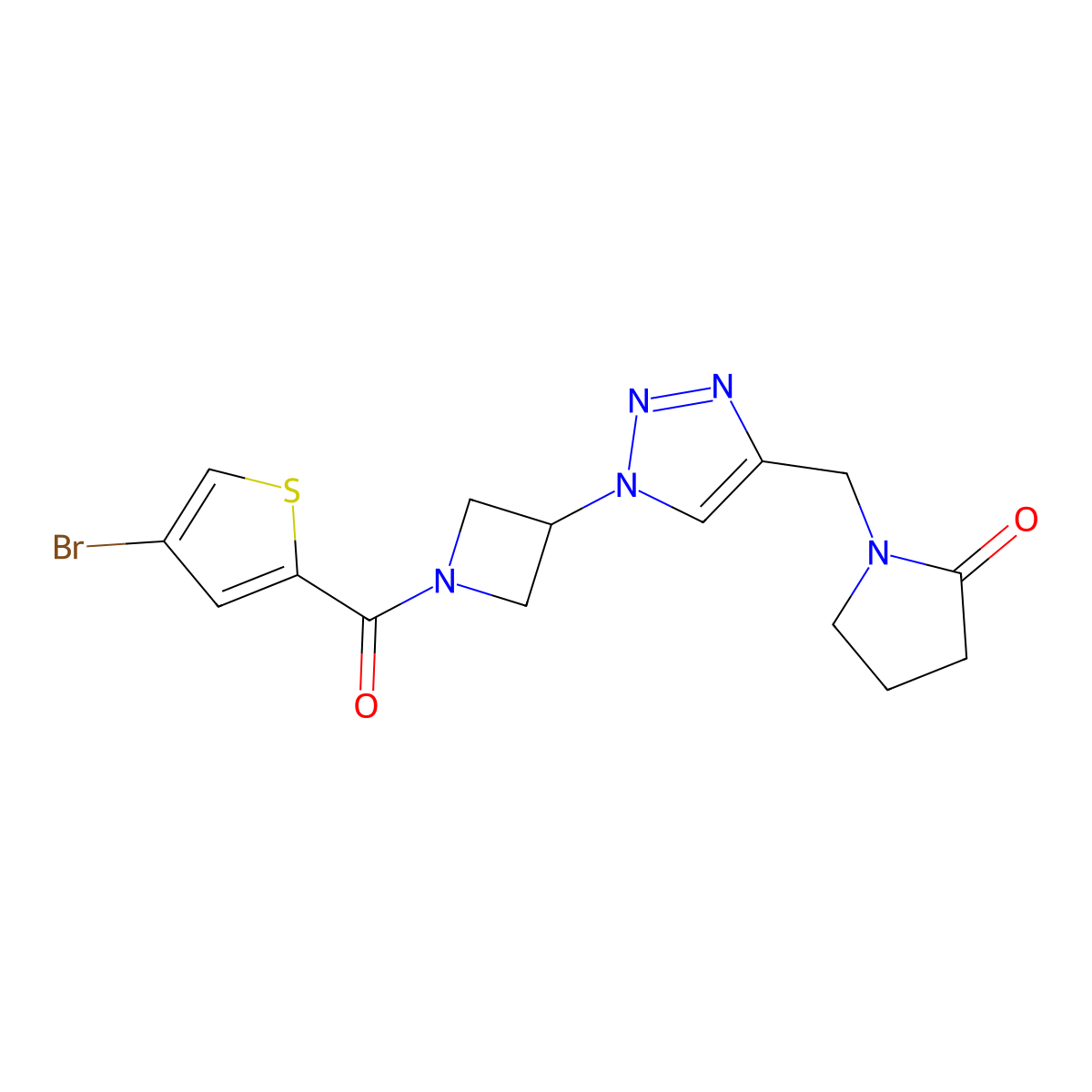 1-((1-(1-(4-bromothiophene-2-carbonyl)azetidin-3-yl)-1H-1,2,3-triazol-4-yl)methyl)pyrrolidin-2-one molecular structure, CAS 2034545-78-1