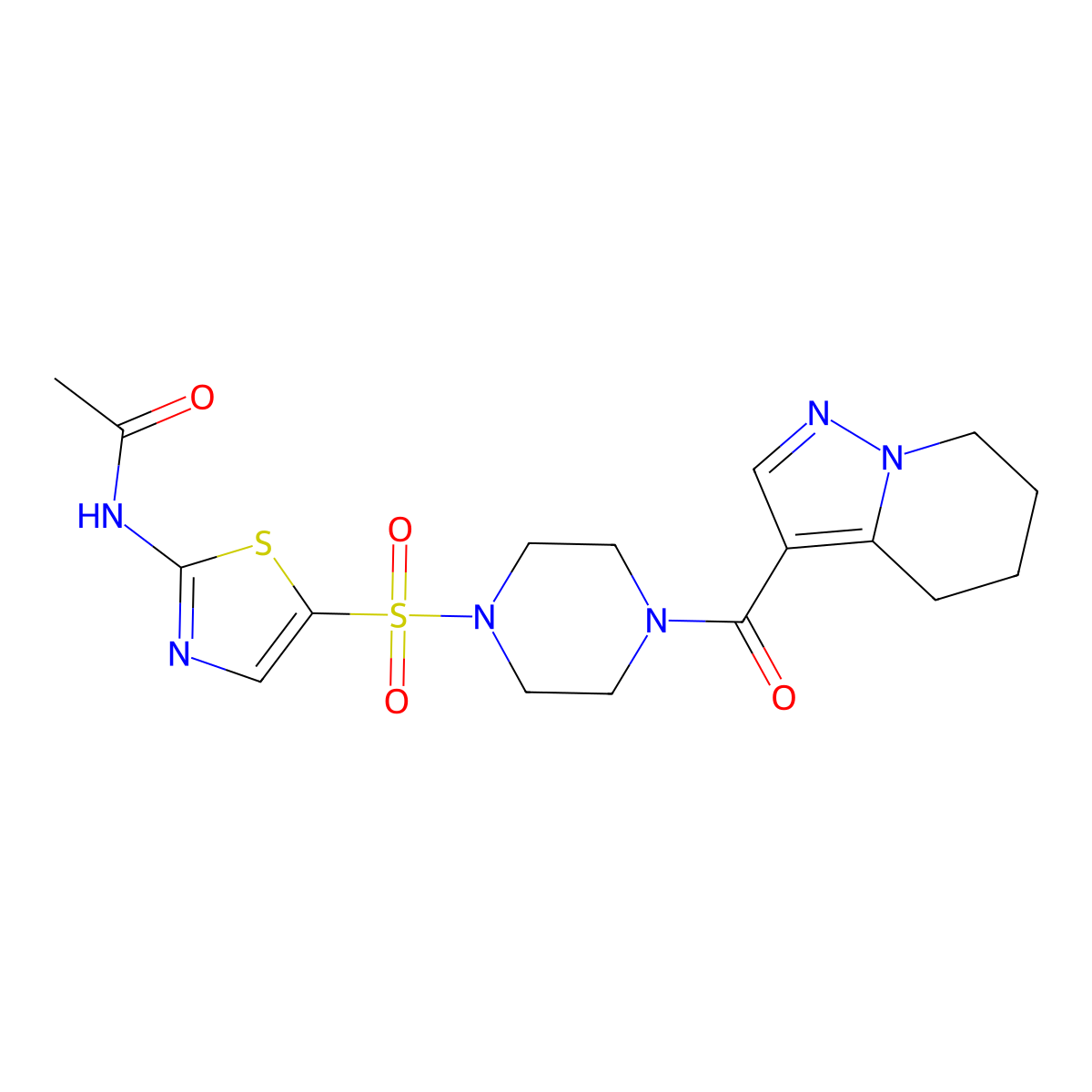 N-(5-((4-(4,5,6,7-tetrahydropyrazolo[1,5-a]pyridine-3-carbonyl)piperazin-1-yl)sulfonyl)thiazol-2-yl)acetamide molecular structure, CAS 2034545-84-9