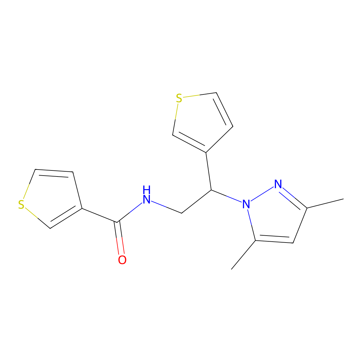 N-(2-(3,5-dimethyl-1H-pyrazol-1-yl)-2-(thiophen-3-yl)ethyl)thiophene-3-carboxamide molecular structure, CAS 2034545-85-0