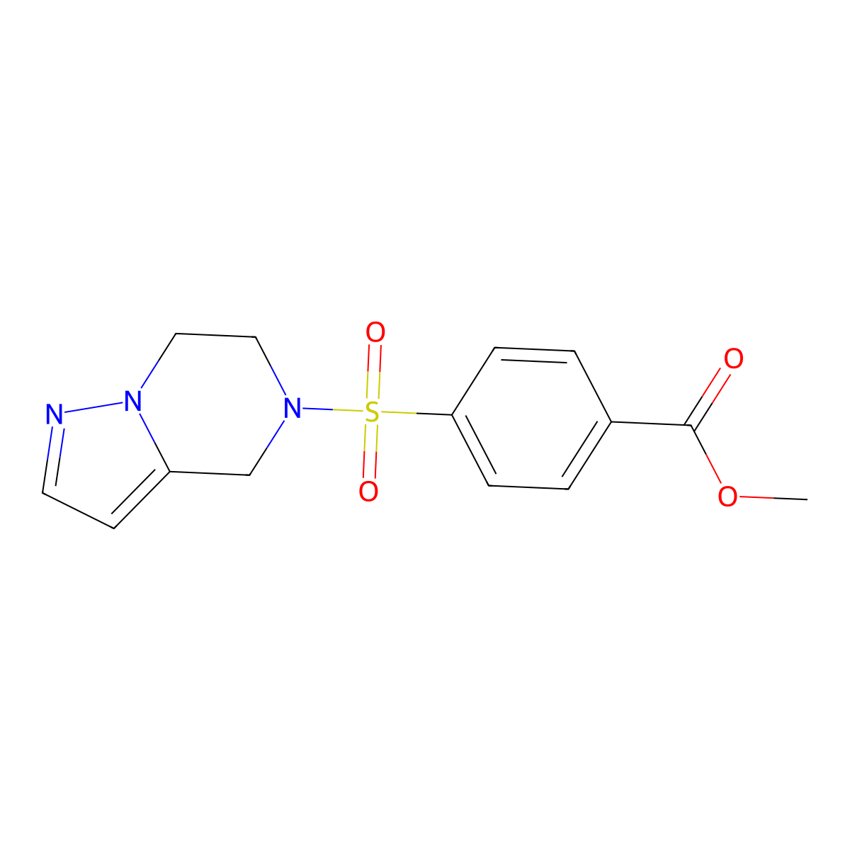 methyl 4-((6,7-dihydropyrazolo[1,5-a]pyrazin-5(4H)-yl)sulfonyl)benzoate molecular structure, CAS 2034545-86-1