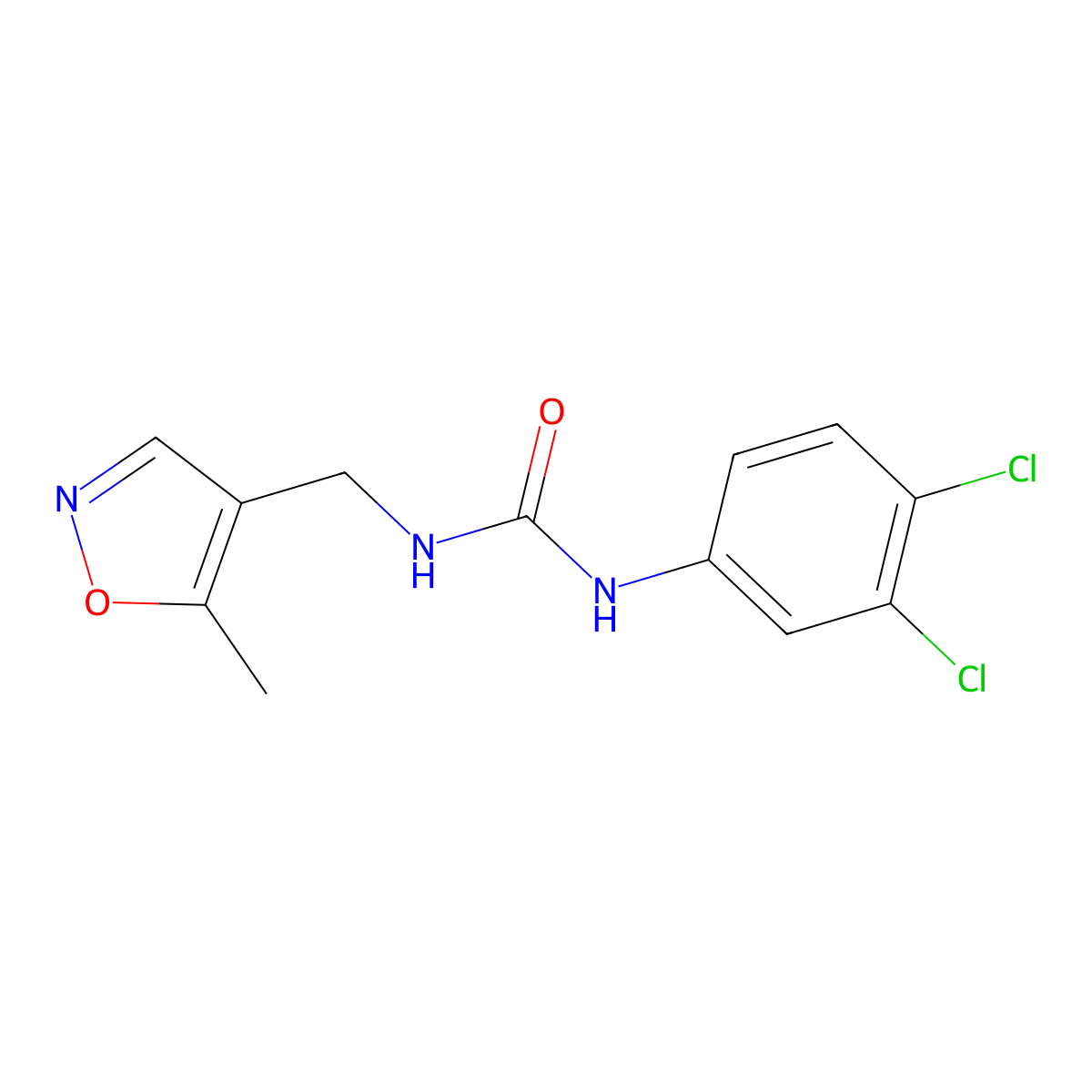 1-(3,4-Dichlorophenyl)-3-((5-methylisoxazol-4-yl)methyl)urea molecular structure, CAS 2034545-87-2
