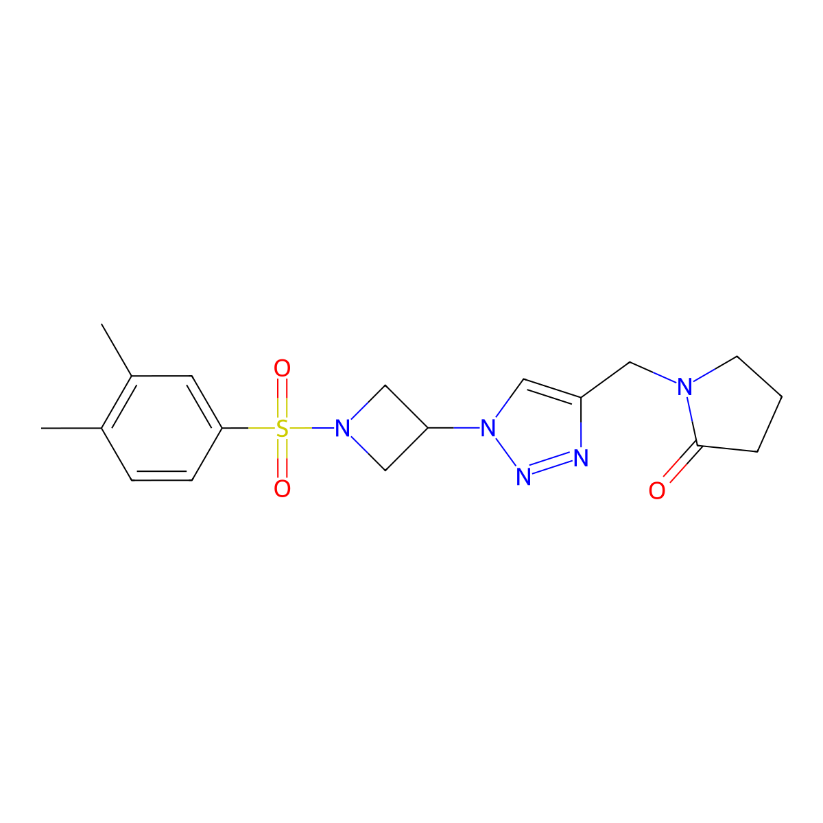 1-((1-(1-((3,4-dimethylphenyl)sulfonyl)azetidin-3-yl)-1H-1,2,3-triazol-4-yl)methyl)pyrrolidin-2-one molecular structure, CAS 2034545-88-3