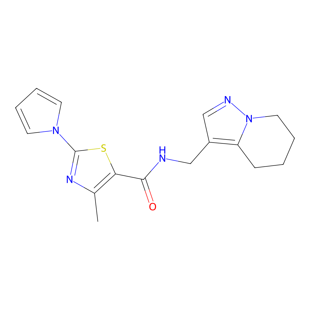 4-methyl-2-(1H-pyrrol-1-yl)-N-((4,5,6,7-tetrahydropyrazolo[1,5-a]pyridin-3-yl)methyl)thiazole-5-carboxamide molecular structure, CAS 2034545-91-8