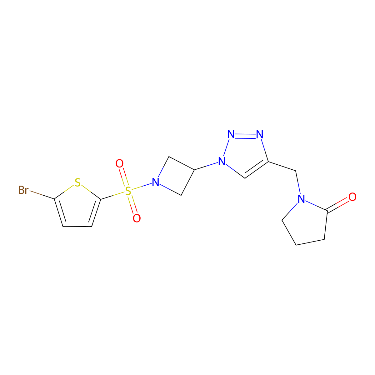 1-((1-(1-((5-bromothiophen-2-yl)sulfonyl)azetidin-3-yl)-1H-1,2,3-triazol-4-yl)methyl)pyrrolidin-2-one molecular structure, CAS 2034545-93-0