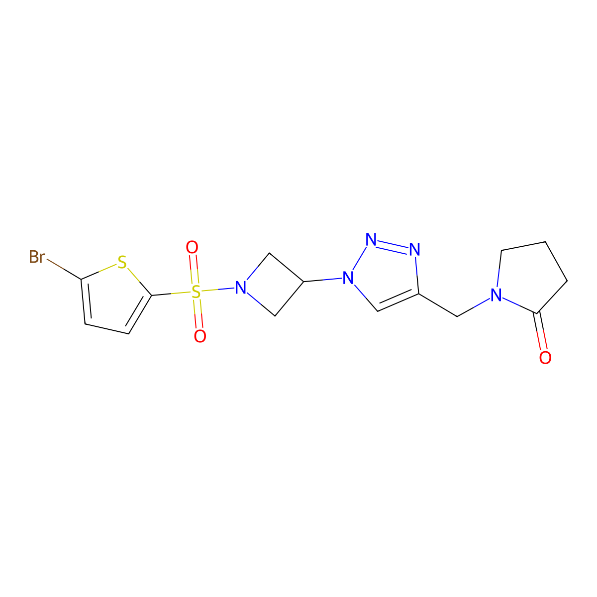 1-((1-(1-((5-bromothiophen-2-yl)sulfonyl)azetidin-3-yl)-1H-1,2,3-triazol-4-yl)methyl)pyrrolidin-2-one molecular structure, CAS 2034545-93-0