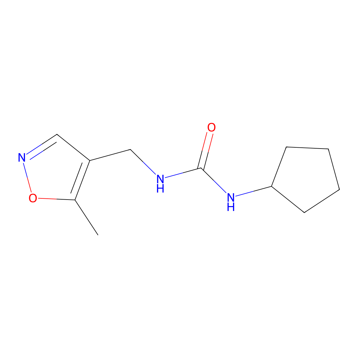 1-Cyclopentyl-3-((5-methylisoxazol-4-yl)methyl)urea molecular structure, CAS 2034545-97-4