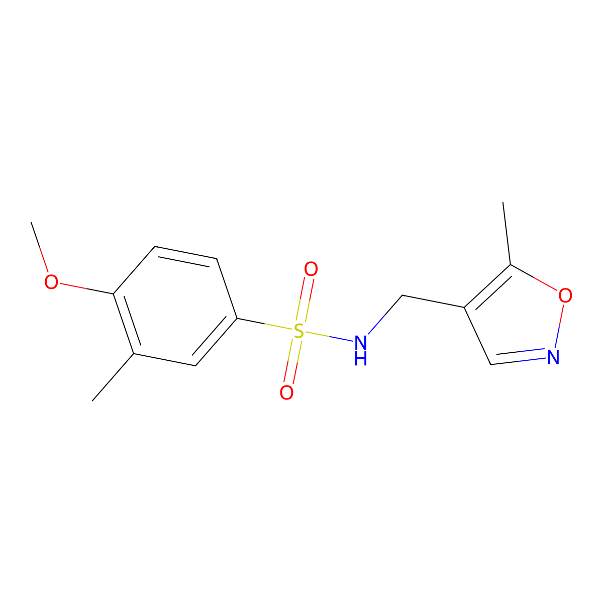 4-methoxy-3-methyl-N-((5-methylisoxazol-4-yl)methyl)benzenesulfonamide molecular structure, CAS 2034546-03-5